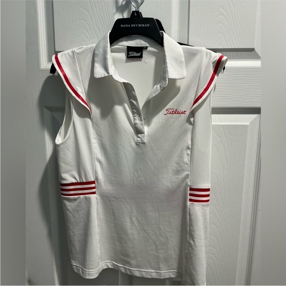 Titleist White and Red Polo with Classic Sporty Design